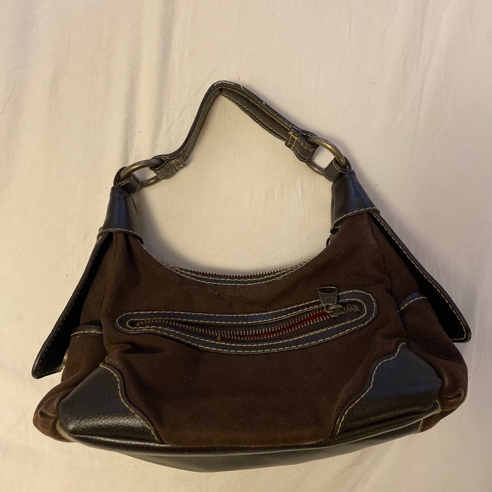 Vintage 90s Gap hobo shoulder bag brown canvas and leather